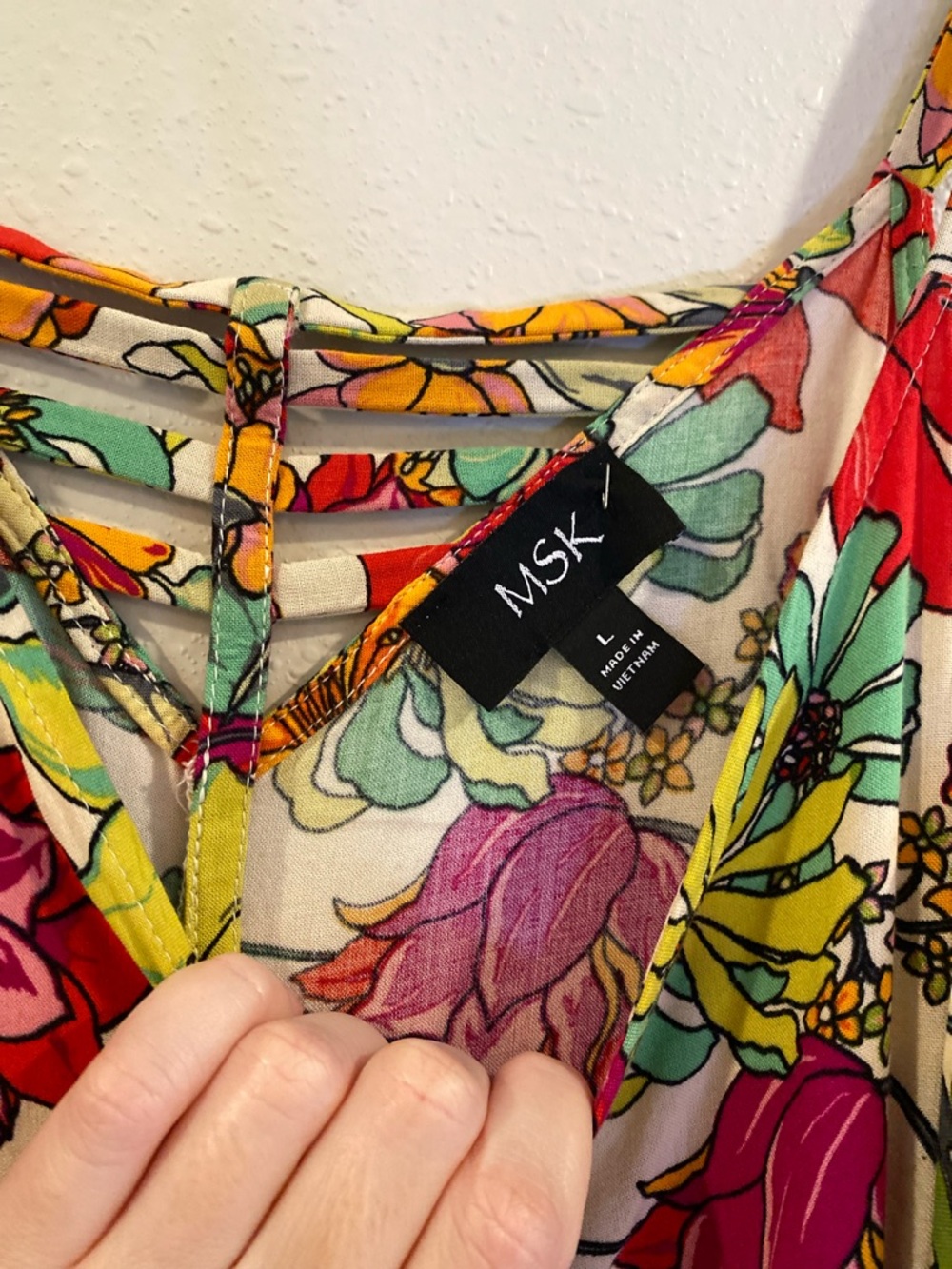 MSK Floral Wide Leg Jumpsuit - Size L Boho Summer Vacation - Picture 4 of 11